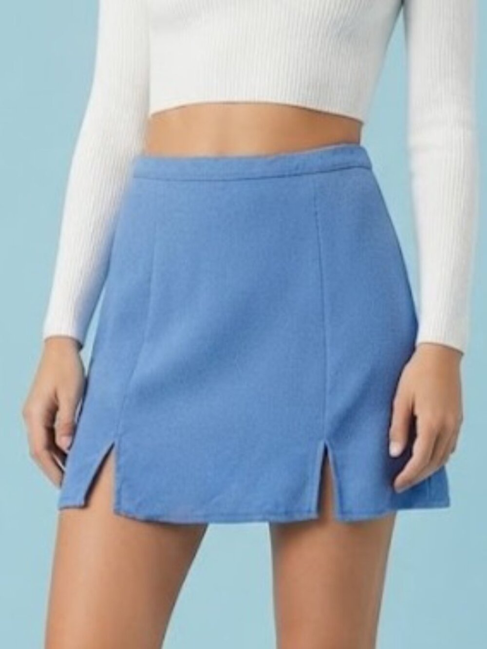 American Apparel Periwinkle Blue Flare Mini Skirt
